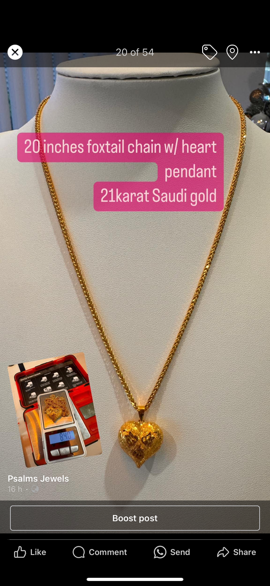 Foxtail chain w/heart