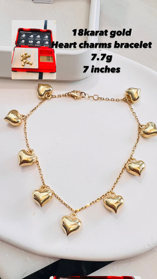 Heart charms bracelet